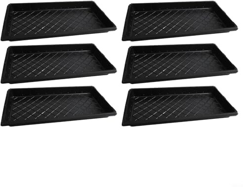 Niceminiwall Lot de 6 plateaux de germination de plantes pour le démarrage et le jardinage, grandes plaques de culture de jardin en polypropylène avec trous de drainage optionnels, plantes noires