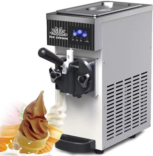RETRIN Gelatiera per Gelato Soft da Banco per Casa,Resa 4-5 kg/H,Macchina per Gelato Soft Monogusto con Pannello LCD,Pulizia Automatica,Facile da Usare per Dolci Fatti in Casa MilkyWhite