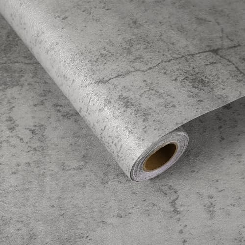 sourcing map Carta da parati in cemento, 59,9 x 500,4 cm, carta da parati in vinile con effetto cemento industriale, tinta opaca, ruvida, per cucina, piano di lavoro, armadio, bagno, grigio medio