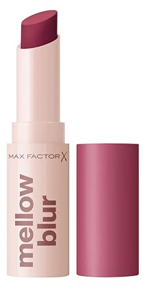 Max Factor Mellow Blur Lipstick, 50 Brushed Berry, Lipstick, Soft-Blurring, Instant Blur, Pillow-Soft Lips, Buildable, Soft-Matte Pigment, 3.5g