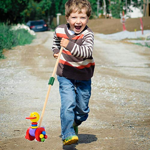 ASHATA Trotteur en Bois pour bébé, Jouet éducatif à Pousser et à Tirer pour Les Tout-Petits Qui Apprennent à Marcher, Jouet de Dandinement d'animaux pour Enfants, 1 Petit de Marche en Bois pour bébé