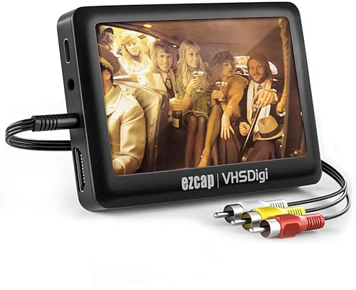 Bolwins A41D VHS Digitalizzatore AV RCA a MP4 MP3 Convertitore con Display TFT da 4,3 pollici Video Grabber USB Micro SD Recorder HDMI Uscita USB-C per VHS VCR Hi8 Camcorder PAL NTSC