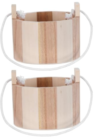 Cabilock Seau à Sel en Bois pour Sauna 2pcs avec Poignée Artisanale, Facile à Transporter, pour Besoins Décoratifs et Accessoires de Spa