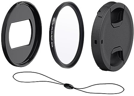 Sistema Adaptador de Lente 4 Piezas Kit para Canon Powershot G5X Mark II y para Sony ZV-1II ZV-1 RX100VI RX100VII RX100M6 RX100M7 (Adaptador de Filtro/UV Filtro/Tapa del Objetivo/Tapa del Objetivo)