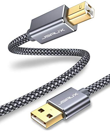 JSAUX USB Druckerkabel 4.5M Scanner Kabel A auf B - Kompatibel Mit HP, Canon, Dell, Epson, Lexmark, Xerox, Brother, Samsung usw. - Grau
