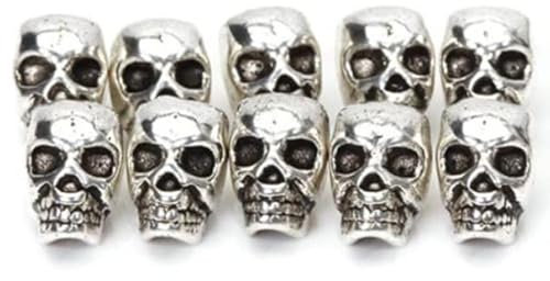 Ciieeo 10 Stück Schädelperlen Aus Legierung 12Mm Große Loch Diy Schmuckperlen Für Armband Halskette Silber Abstandshalter Perlen Zubehör