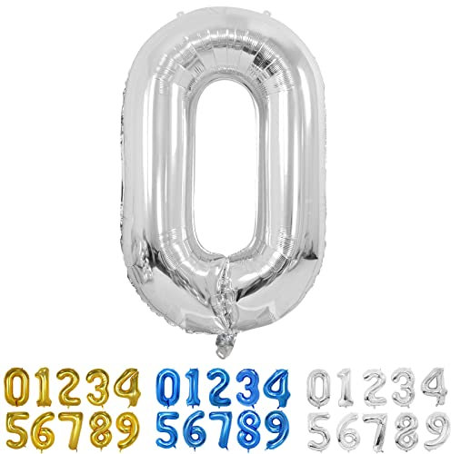 Globo Numero 0 plata 40 Grande Globos Foil Globo Numeros 100cm Globo Cumpleaños 0 Años Globos de Helio Decoracion 0 Cumpleaños Aniversario Boda Baby Shower Fiesta Decoración Niño Niña