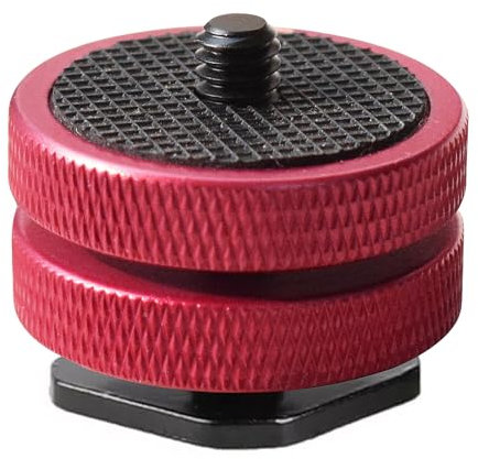 Blitzschuhadapter 1/4,Kamera Hot Shoe Adapter, Blitzschuh-Adapter mit Gummimatte,1/4 Schraube Adapter für Stativgewinde auf Blitzschuh,Rot (0.7cmx3.3cm)