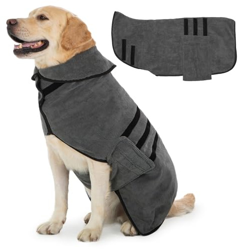 Cyponpy Dog Drying Coat - Super Absorbent Microfibre Bath Towel for Small, Medium, Large Dogs - Quick Drying Thick Warm Bathrobe Robe