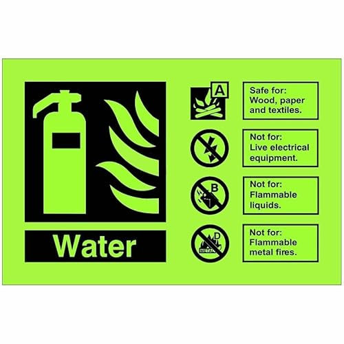 Identificazione Dell'Estintore Antincendio Ad Acqua Fosforescente Estintore Antincendio Segnali Di Avvertimento Poster Metallo Vintage Targhe Metallo Retrò Targa Con Stampe Per Casa Garage M