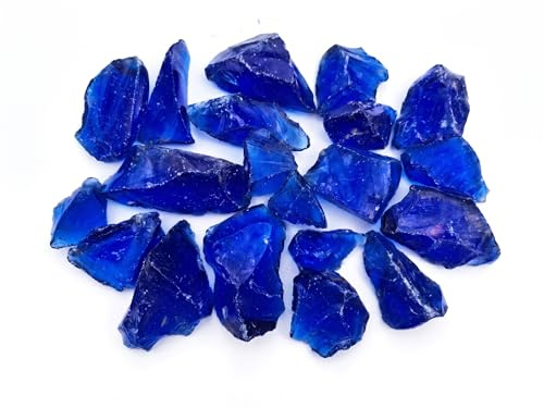 V-PREMIUM SOLUTION Pierres en verre bleues - 5 kg (3 à 5 cm) - Pierres décoratives pour jardin et aquarium - Pierres de verre de qualité supérieure pour gabions, vases et pots de fleurs - Verre