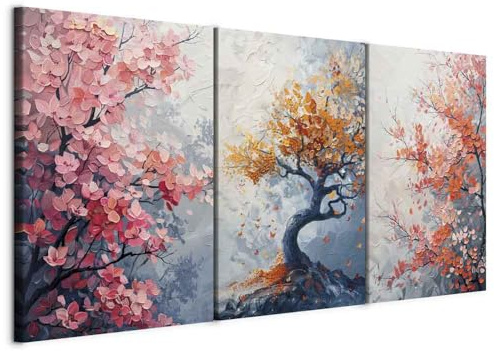 murando - Set De 3 Composición Cuadros Multipanel Efecto Escalonado 120x60 Cm Cada Una De Las Dimensiones De 40x60 Cm - Conjunto De 3 - Cuadro Salón Para Pared - Naturaleza - b-H-10199-b-a