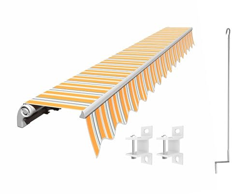 Eclipse Store à bras articulés Economy 3 x 2,5 m avec manivelle - Protection solaire pour balcon, terrasse - Tissu polyester 280 g/m² avec protection UV 50+ - Couleur de la toile : brise d'été