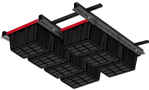 Gr8 Home Metal Adjustable Overhead Storage Utility Bin Rack Brackets Garage Ceiling Tote Box Container Organiser Support Rails Shelving System Holds Upto 8 Containers (Containers Not included)