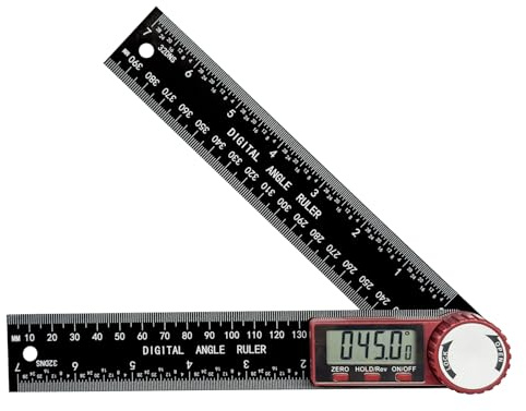 NORTOOLS Digital Angle Finder, 7 inch /200mm T-Bevel Protractor Ruler,Horizontal Vertical Bubble levels with Large LED Screen, 0-360° Measuring Tool,Suitable for Woodworking/Construction/DIY ﻿
