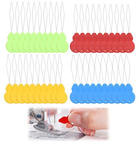 LQUYTA 40 Piezas Enhebrador de Aguja Mini Ayudante para Enhebrar Accesorios de Máquina de Coser Adecuado para Costura a Mano y Máquinas de Coser (Rojo Amarillo Azul Verde Cada Diez)