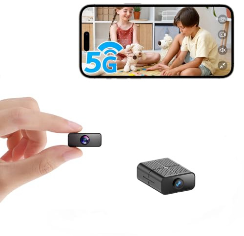 XNJ Mini Kamera, 4K HD Überwachungskamera Innen, 2,4/5 GHz WLAN innenkamera mit akku, Bewegungserkennung, Remote Viewing für Sicherheit mit APP