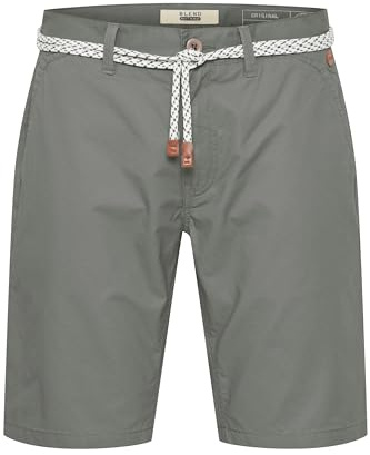 Blend BHRagna Herren Chino Shorts Bermuda Kurze Hose mit Kordel-Gürtel Gesäßtasche Eingrifftaschen 100% Baumwolle Regular fit, Größe:S, Farbe:Granite (70147)