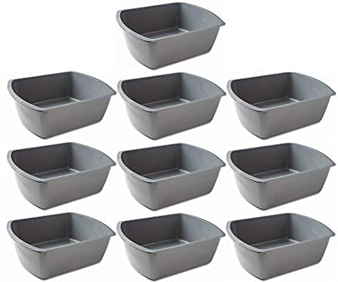 Vakly Wash Basins [10 Pack] – Rectangular Plastic 7-Quart Graduated Hospital Soaking Tub with Markings – Small Portable Washbasin for Face Washing, Cleaning, Foot Bath, Dishes, Laundry & Bedside Care