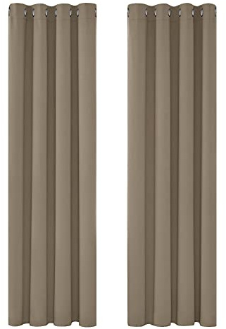 Deconovo Blackout Curtains Super Soft Thermal Insulated Energy Saving Thermal Insulated Room Darkening Curtains for Bedroom 55 x 110 Inch Tan Brown 2 Panels