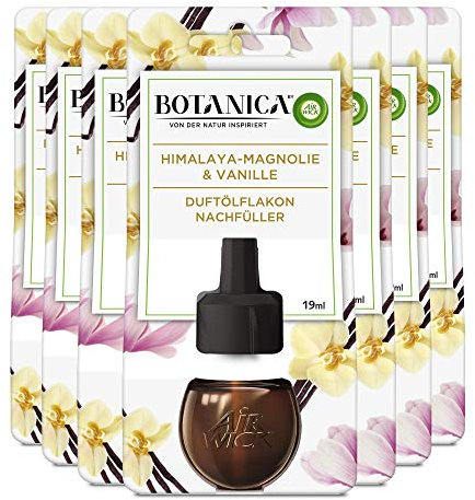 Botanica by Air Wick Duftölflakon – Duft: Himalaya-Magnolie & Vanille – Nachhaltig hergestellt mit natürlichen Inhaltsstoffen – 7 x Duftölflakon Nachfüller