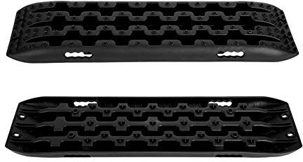 KONFA Offroad Tracks Traction Mats Traktionsband Traktionsmatte Gripmatte Anfahrhilfe Schlamm Sand Schnee Reifenleiter 2 Stücke für Geländewagen Wohnmobil,Schwarz