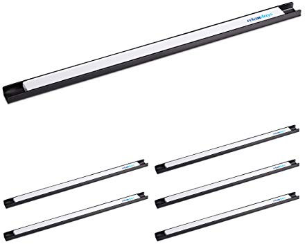 Relaxdays 6 x Magnetleiste, für Werkzeug, stark magnetisch, Werkstatt, Garage, Büro, Werkzeugleiste, 45 cm, Stahl, schwarz/weiß