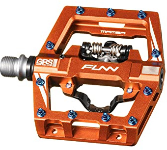 Funn Mamba S MTB Clipless Pedale, Einseitige Clip Mountainbike Pedale, Kompatibel mit SPD Cleats, 9/16-Zoll CrMo Achse Fahrradpedale (Orange)