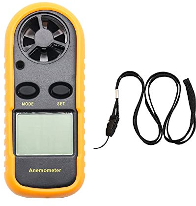 Windmesser WorthPlanet Digital Anemometer LCD Wind Speed Meter Gauge Air Flow Geschwindigkeit Messung Thermomete Windmesser Windmessgerät für Ofutdoor-Aktivitäten Windsurfen Segeln Surfen W090001