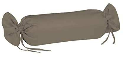 sleepling Satin Kissenbezug, Kissenhülle Nackenrolle aus 100% seidig weicher Baumwolle, Bezug Zierkissen, 60 Grad, Ökotex 100, Made in EU, 15 x 40 cm, Taupe