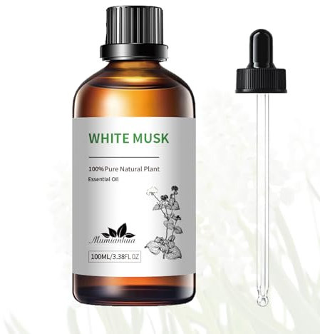 Huile Essentielle de Musc Blanc, Mumianhua Pure Thérapeutique, Huile de Parfum Musc Blanc, pour Diffuseur, Peau, Parfum, Savon, Bougies, Femmes, Hommes 100 ml
