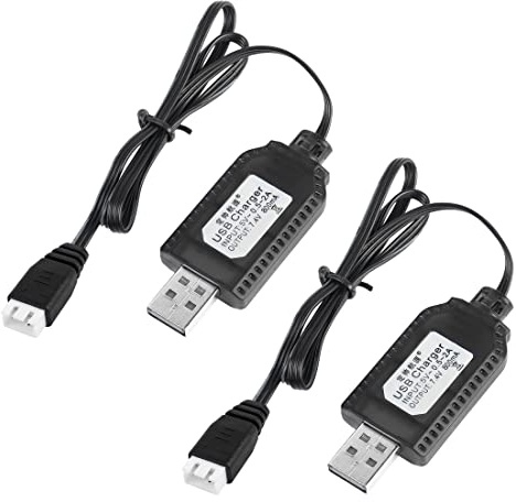 YACSEJAO 2 Pack 7.4V LiPo Battery USB Charger Cable for RC Model Vehicle Buggy Car Truck Boat (XH-3P)