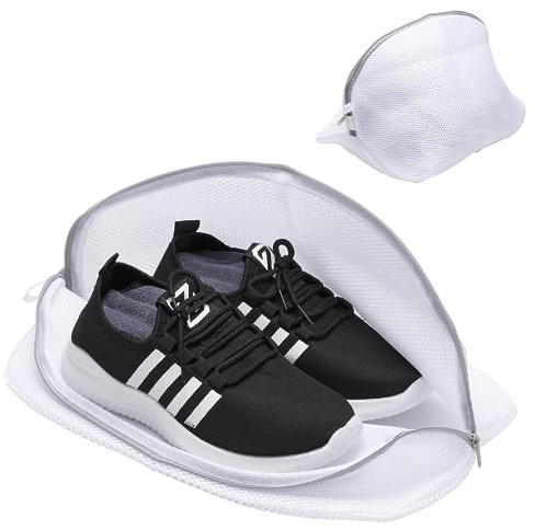 Sacchetti per Lavatrice, Set da 2, Riutilizzabili con Rete per Lavare, Zip per le Scarpe, Adatti a Calzini, Reggiseni
