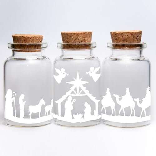 3 Sheets White Christmas Nativity Scene Waterproof Stickers Christmas Stickers for Glass Decal Glass Decorations Xmas Decors