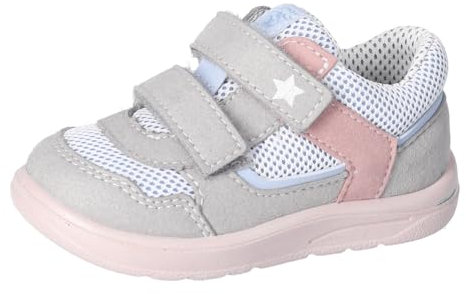RICOSTA Mädchen Stiefel ELLI, Kinder Lauflernschuhe, Weite: Mittel, lose Einlage, waschbar,vegan, Klettstiefel, Booties, hellgrau/Blue (450), 24 EU