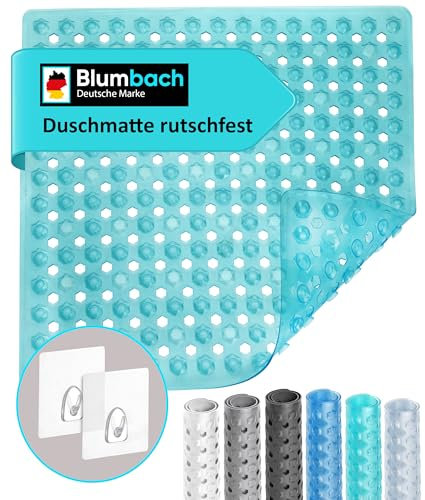 Blumbach® Duschmatte rutschfest 53x53cm - 100% BPA-frei - Inkl. 2 Haken zum Aufhängen - griffige Antirutschmatte Dusche & Badewanne, Duscheinlage, Rutschmatte schimmelresistent & maschinenwaschbar