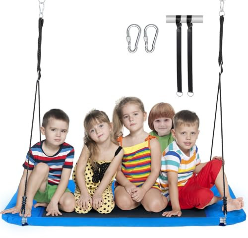 VEVOR 60 Inch Platform Kids and Adults, 700lbs Weight Capacity Outdoor, 900D Oxford Fabric Swing Seat with 2 Tree Hanging Straps and Adjustable Multi-Strand Ropes