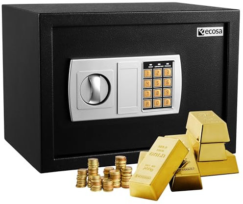 Ecosa Elektronischer Tresor 35x25x25cm mit Kombinationsschloss und Schlüssel - Hotelsafe, Möbeltresor, Wandtresor für Zuhause und Kinder - Elektrischer Safe 3x extra dicke Doppelbolzenverriegelung