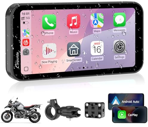 Carpuride W603 Motorcycle Carplay Screen, Wireless CarPlay & Android Auto for Moto, Remote Control，6.3 Waterproof Touchscreen, BT Trans, GPS Navigation, Siri, G00gle Assistant