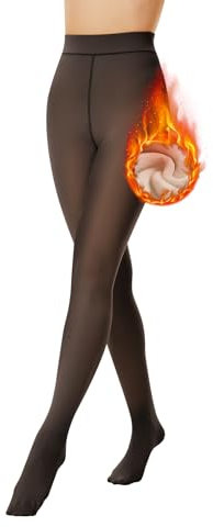 FOTOCITI Thermo Strumpfhose Damen Winter Gefütterte Strumpfhose mit Fleece Bauchweg Warme Gefälschte Durchscheinend Thermostrumpfhosen Dicke Plüsch Pantyhose