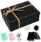 Geschenkbox mit Deckel, Geschenk box mit Schleife und Grußkarte, 25×18×8,8 cm Rechteck Geschenkkarton, Faltbare Geschenkschachtel für Geburtstag, Fest, Jahrestag, Hochzeit, Weihnachten (Schwarz)