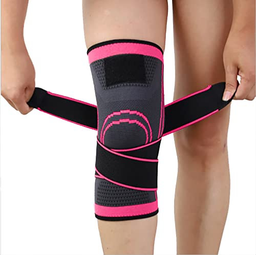 NuVigor Knee Support Brace,Compression Knee Sleeves for Men/Women,Knee Brace for Knee Pain,Arthritis, Joint Pain, Ligament Injury, Meniscus Tear, ACL, MCL, Tendonitis, Running, Sports(Pink,L)