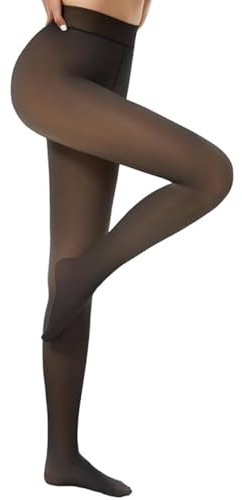 CUEMOON Collant termostatici da donna, collant da donna, invernali, collant imbottiti, leggings termici, imbottiti, calze di peluche, pantaloni finti, traslucidi, Nero , M