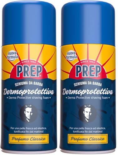 Prep, Schiuma da Barba Dermoprotettiva, Rasatura Facile e Perfetta, Per Tutti i Tipi di Pelle, Profumo Classico, 300ml (Confezione da 2)