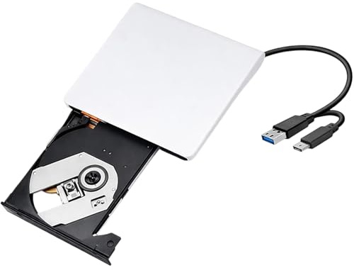 Mlifleue External DVD Drive for Laptop, Portable USB 3.0 Type-C CD Burner, High Speed CD Reader Rw Writer DVD Reader for Laptop, Desktop, Pc, Mac, Ios, Windows 11/10 / 8/7 / Xp/Linux/Vista