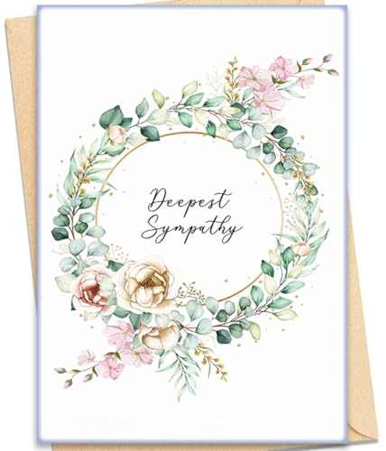 haskerty Deepest Sympathy Card with Envelope, Sympathy Cards for Loss of Loved One, Sorry For Your Loss Card With Deepest Sympathy