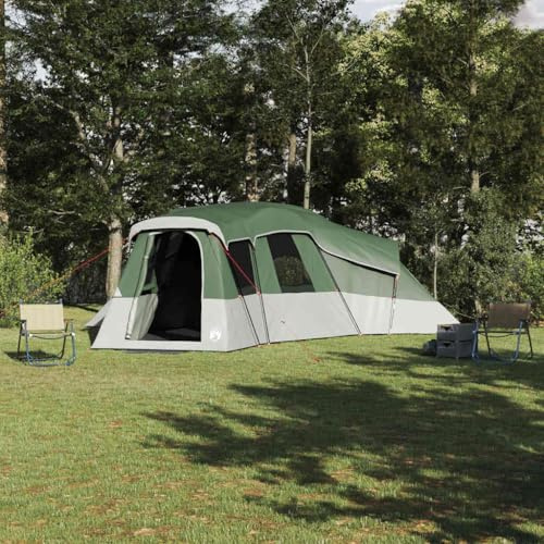 Tonture Tente familiale Verte en Taffetas x x avec Chambres Portes E-Port et Crochet Suspendu pour Camping randonnée Plein air