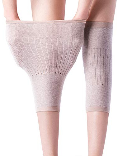 2 Paar Winter Damen Elastische Kniebandage Elastische Rutschfeste Gestrickte Kniestütze Knieschoner Knieorthese Beinlinge Beinwärmer Kniewärmer Kaschmir Kniewärmer für Freizeit Laufen Tanzen und Yoga