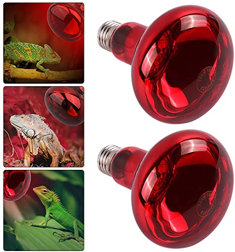 NAVESO Lampada Notturna a Infrarossi 100W, 2 Pezzo Lampadina e27, Lampada Pulcini, per Rettili e Anfibi, Tartarughe