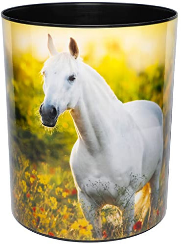 alles-meine.de GmbH Papierkorb/Behälter Pferd/Schimmel 13 Liter - 30 cm hoch - wasserdicht - aus Kunststoff - großer Mülleimer Eimer/Spielzeugkorb/Popcornschüssel - a..